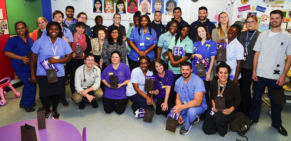 Players spread festive cheer with visits to five local children’s wards