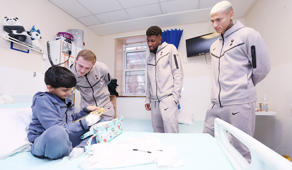 Players spread festive cheer with visits to five local children’s wards