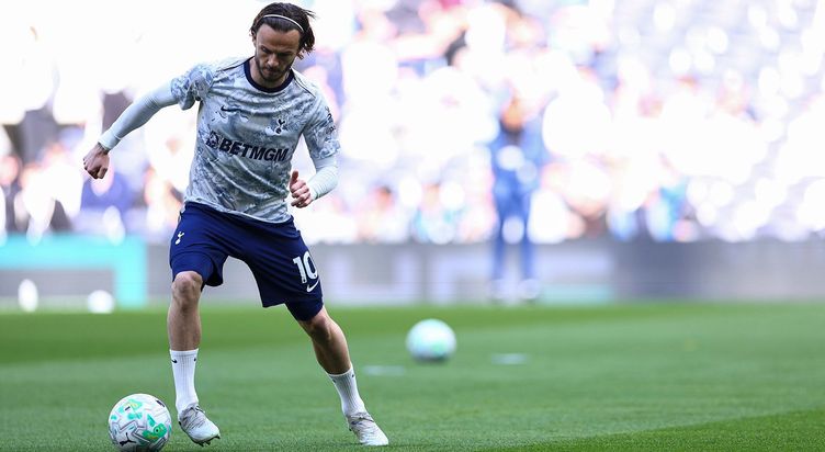 Spurs vs Brighton - James Maddison warms up pre-match