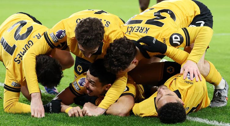 Wolves - Andre celebrates his winner against Liverpool