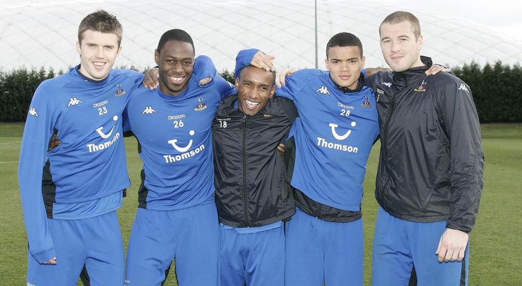 Five England players - Michael Carrick, Ledley King, Jermain Defoe, Jermaine Jenas, Paul Robinson - March 2006