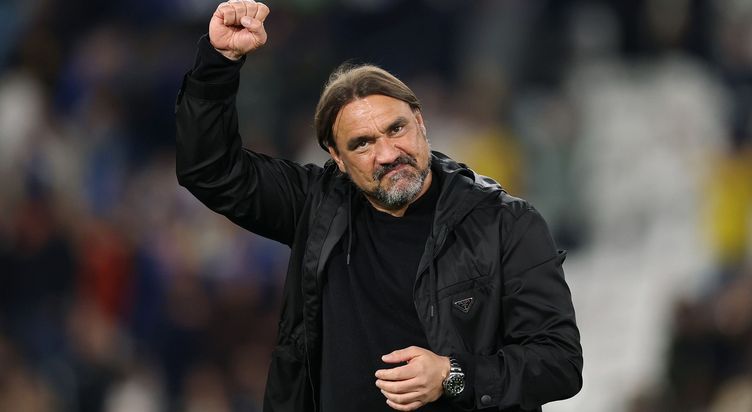 Daniel Farke salutes fans at Elland Road after Leeds' 3-1 win against Burnley