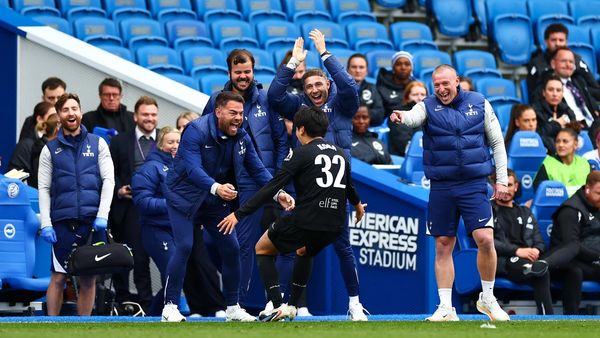 Toko Koga runs to embrace Martin Ho after her stoppage-time winner at Brighton