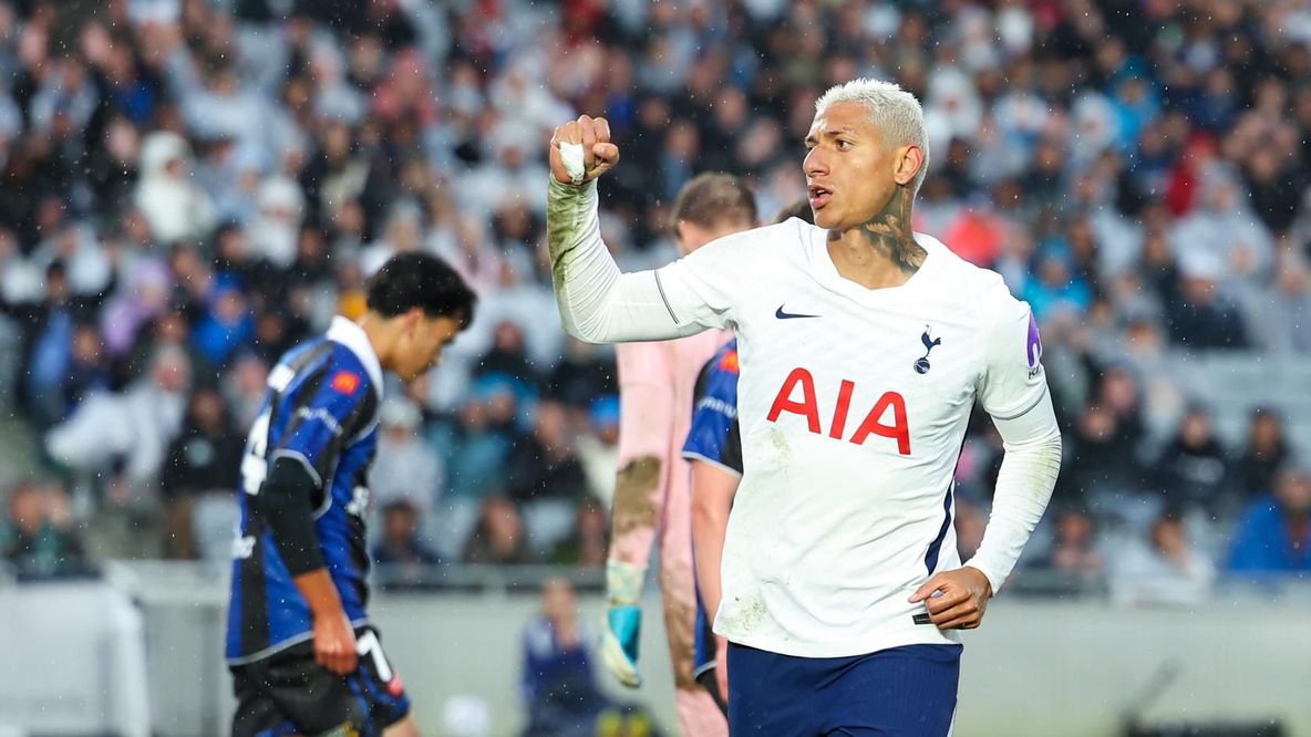 Richarlison celebrates his goal against Auckland FC