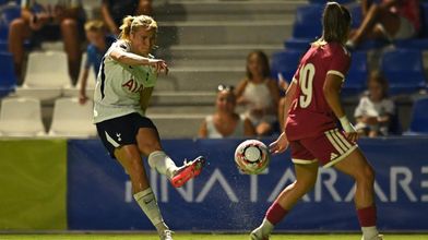 Julie Blakstad drives the ball across against Real Madrid