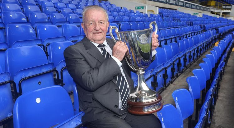 Terry Dyson pictured with the Cup Winners' Cup trophy in 2013 - 50 years after the final