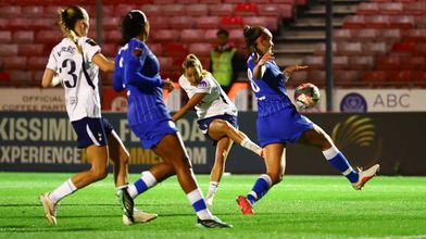 Olivia Holdt opens the scoring against Brighton in the Subway Players Cup