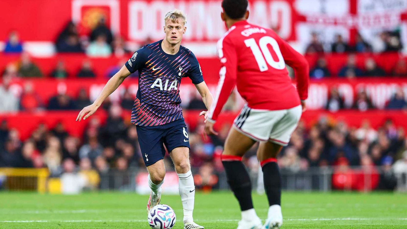 Jan Paul van Hecke in action at Manchester United